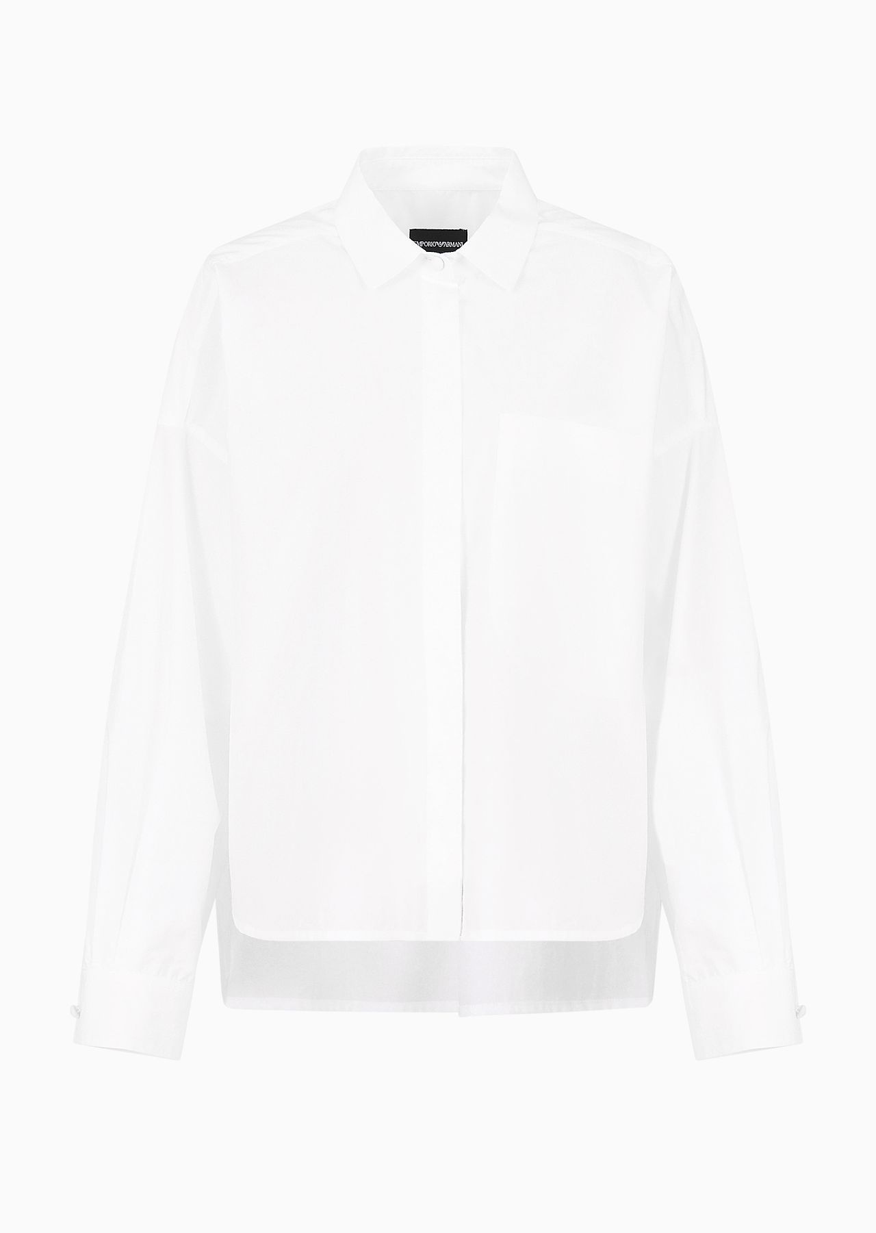 Poplin shirt with asymmetric hem and patch pocket - 1