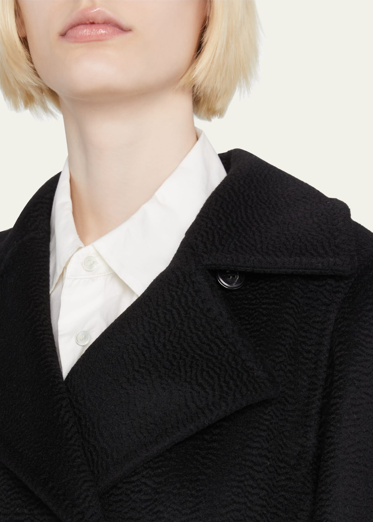 Manuela Wool Wrap Coat, Black - 5