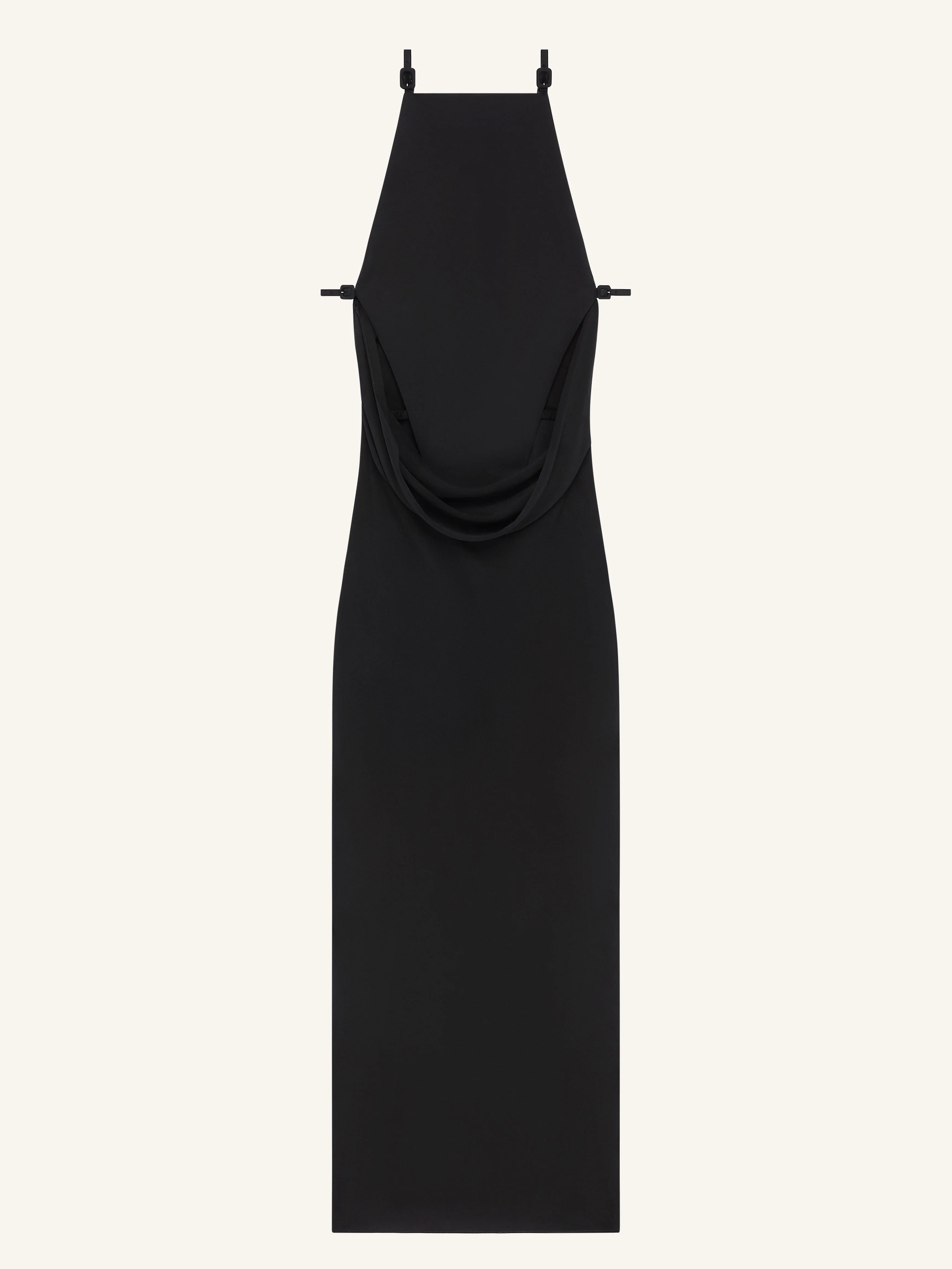 DRAPED CREPE LONG DRESS - 1