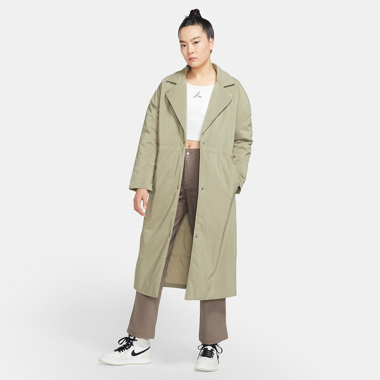 (WMNS) Air Jordan Flight Trench Coat 'Matte Olive White' DR0550-351 - 5