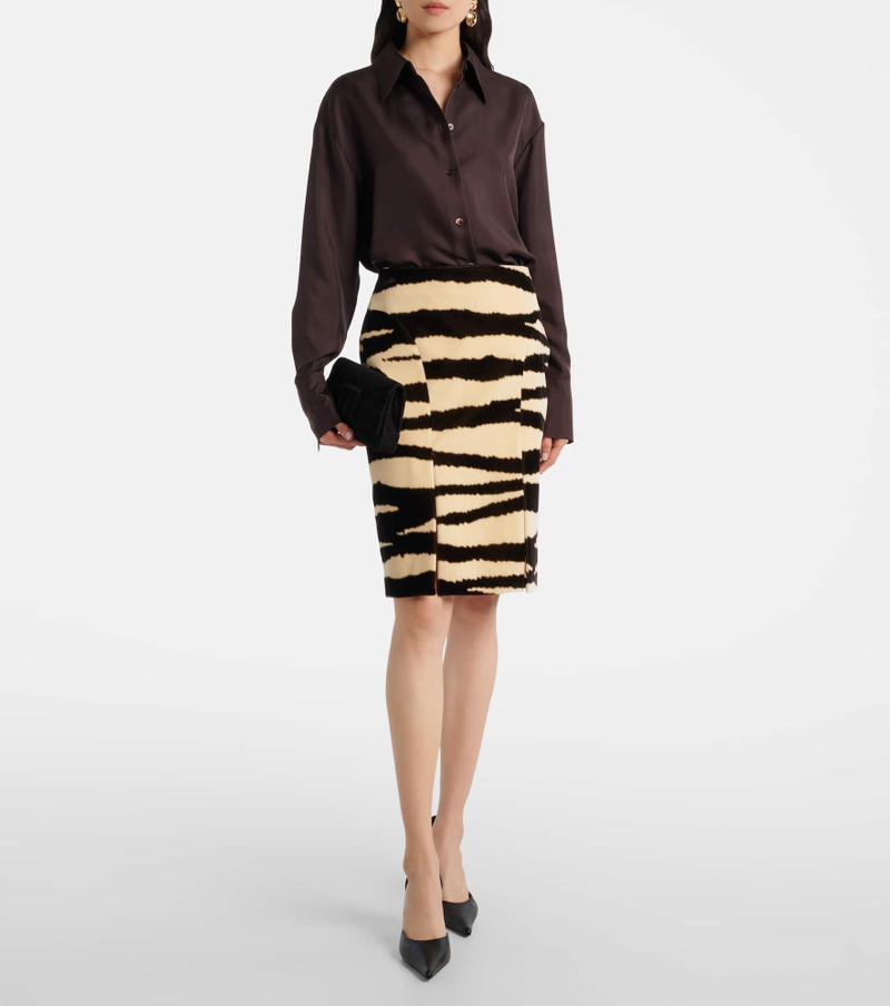 NINA RICCI Zebra-print cotton pencil skirt outlook