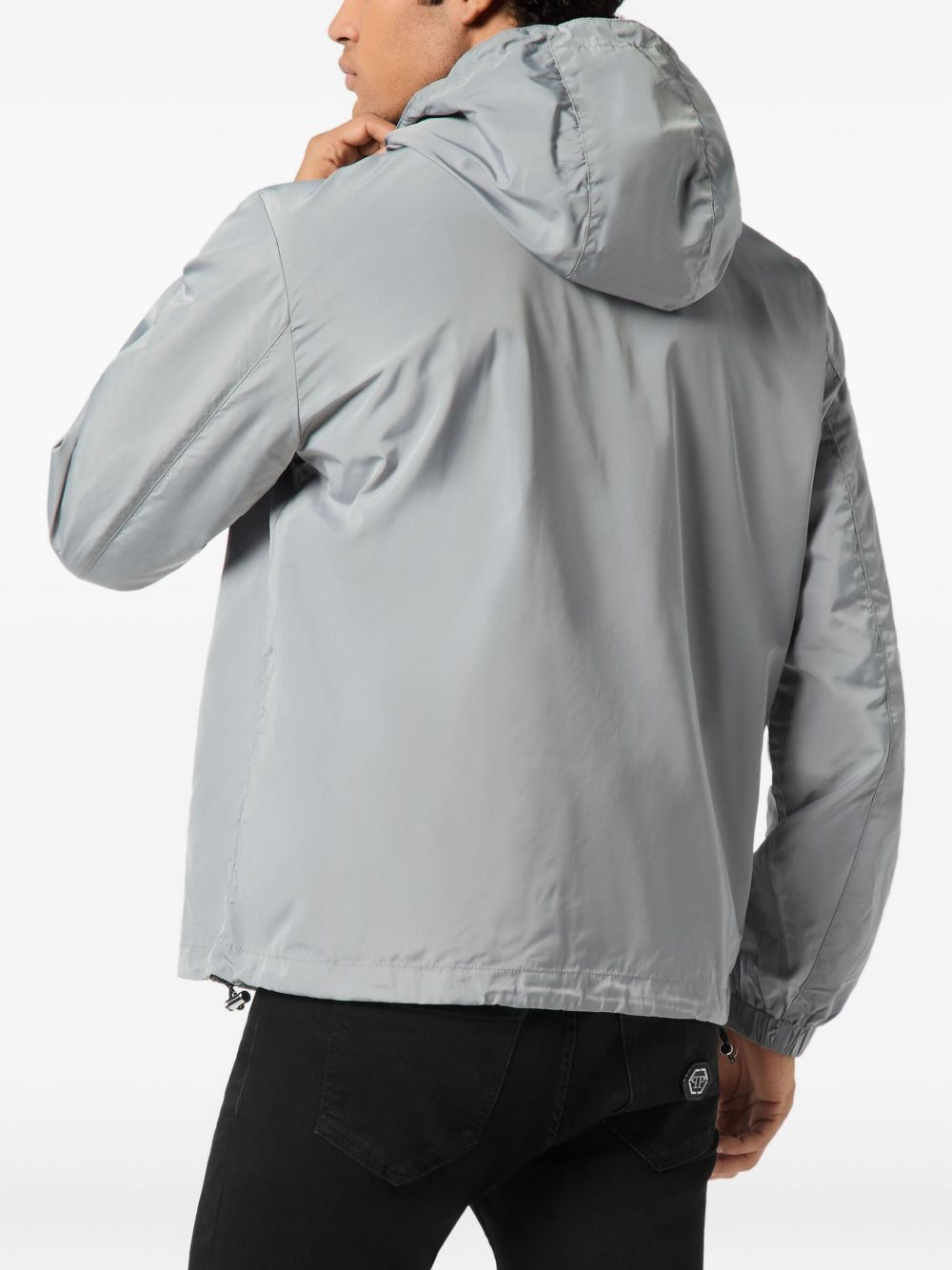 logo-plaque hooded jacket - 4