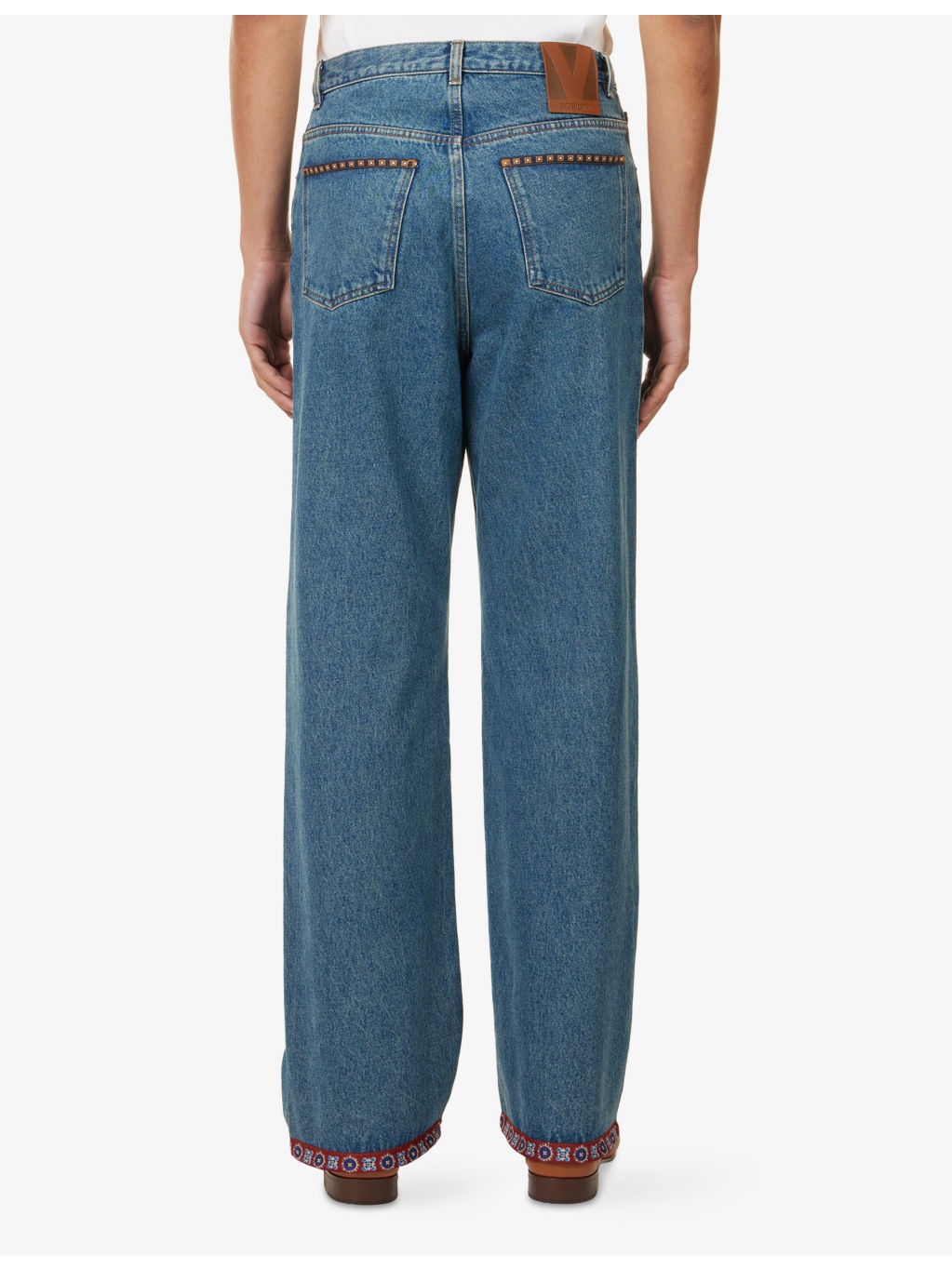 Printed-Trims Straight-Leg Denim Jeans - 4
