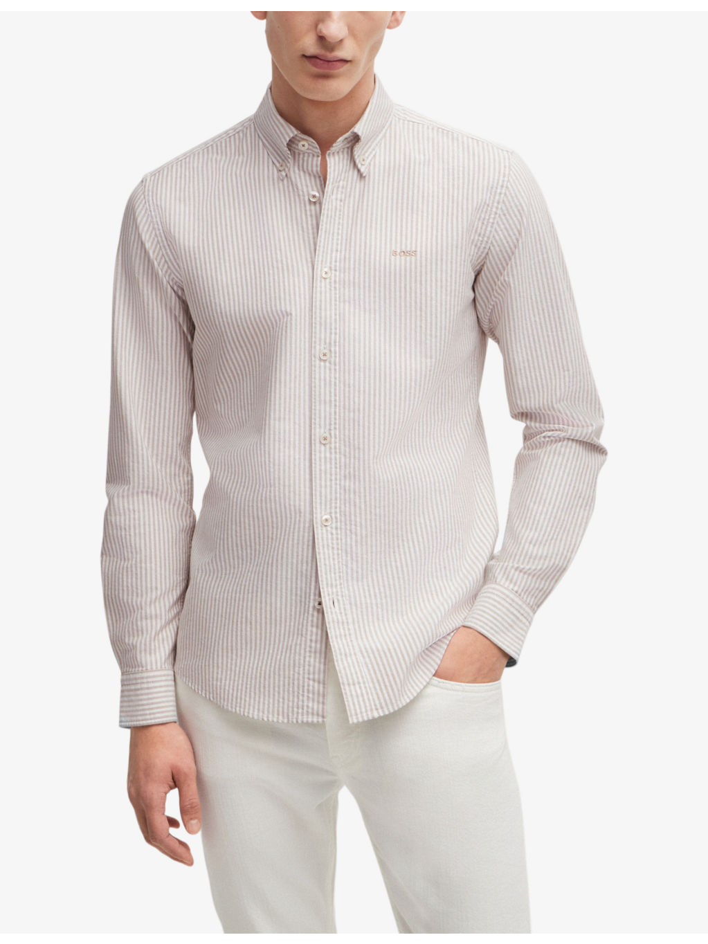 Slim-fit button-down Oxford-cotton shirt - 3