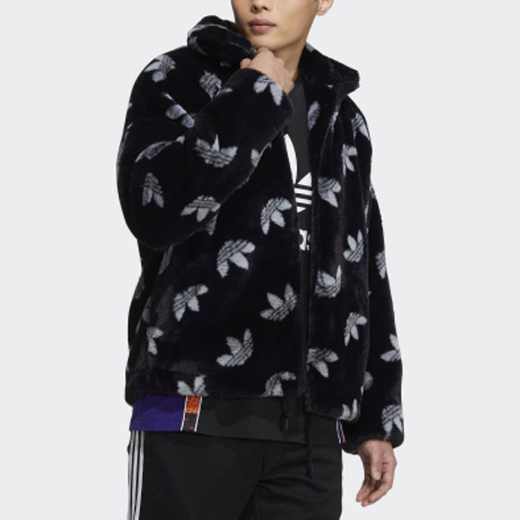 adidas originals Logo Stand Collar Sports Jacket Black HI4656 - 5