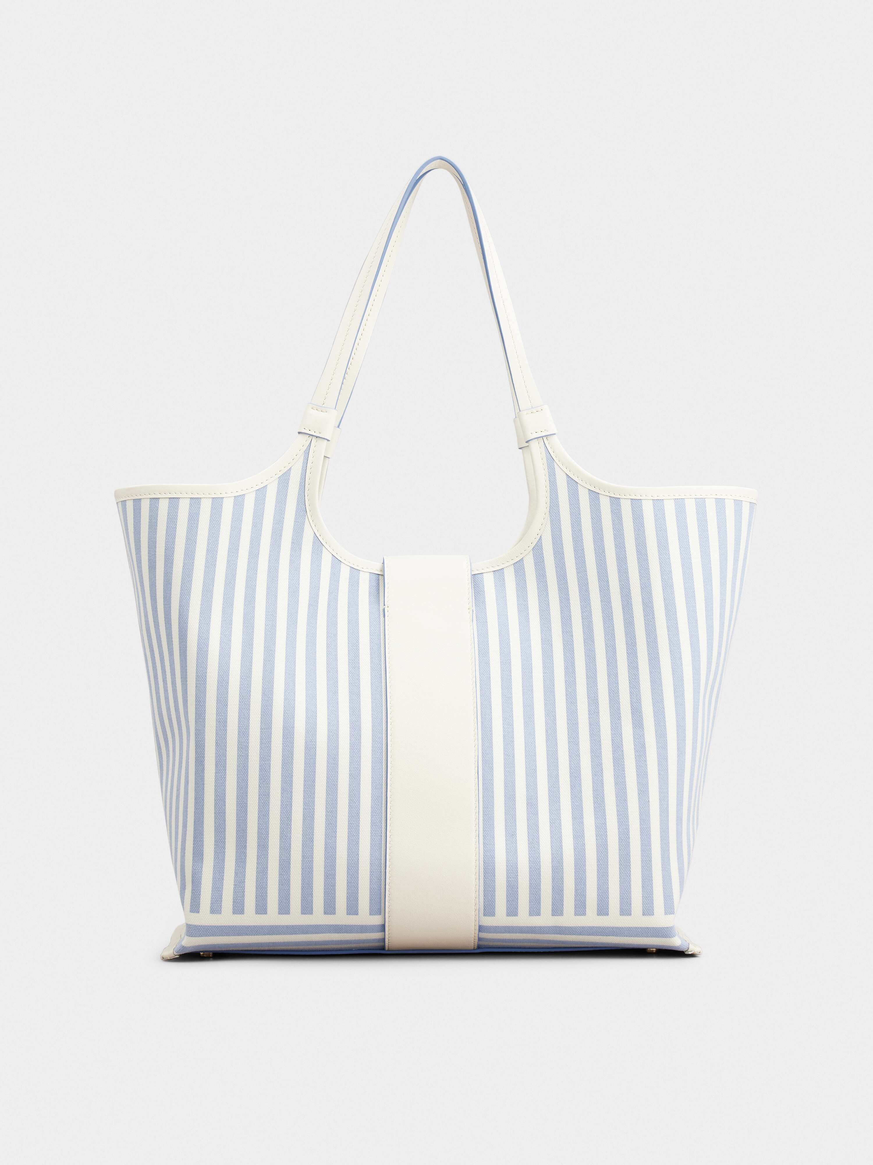 Viv' Choc Summer Stripes Medium Shopping Bag in Fabric - 5