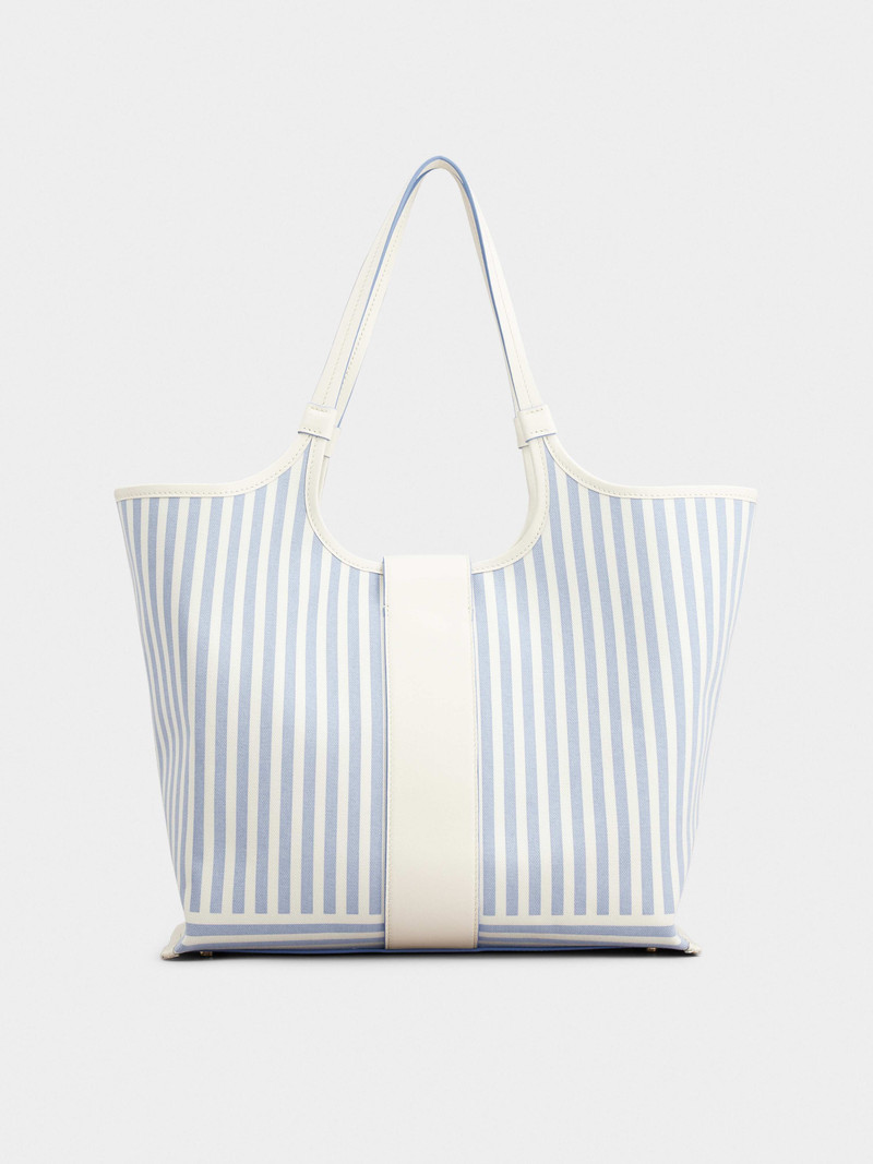 Viv' Choc Summer Stripes Medium Shopping Bag in Fabric 5