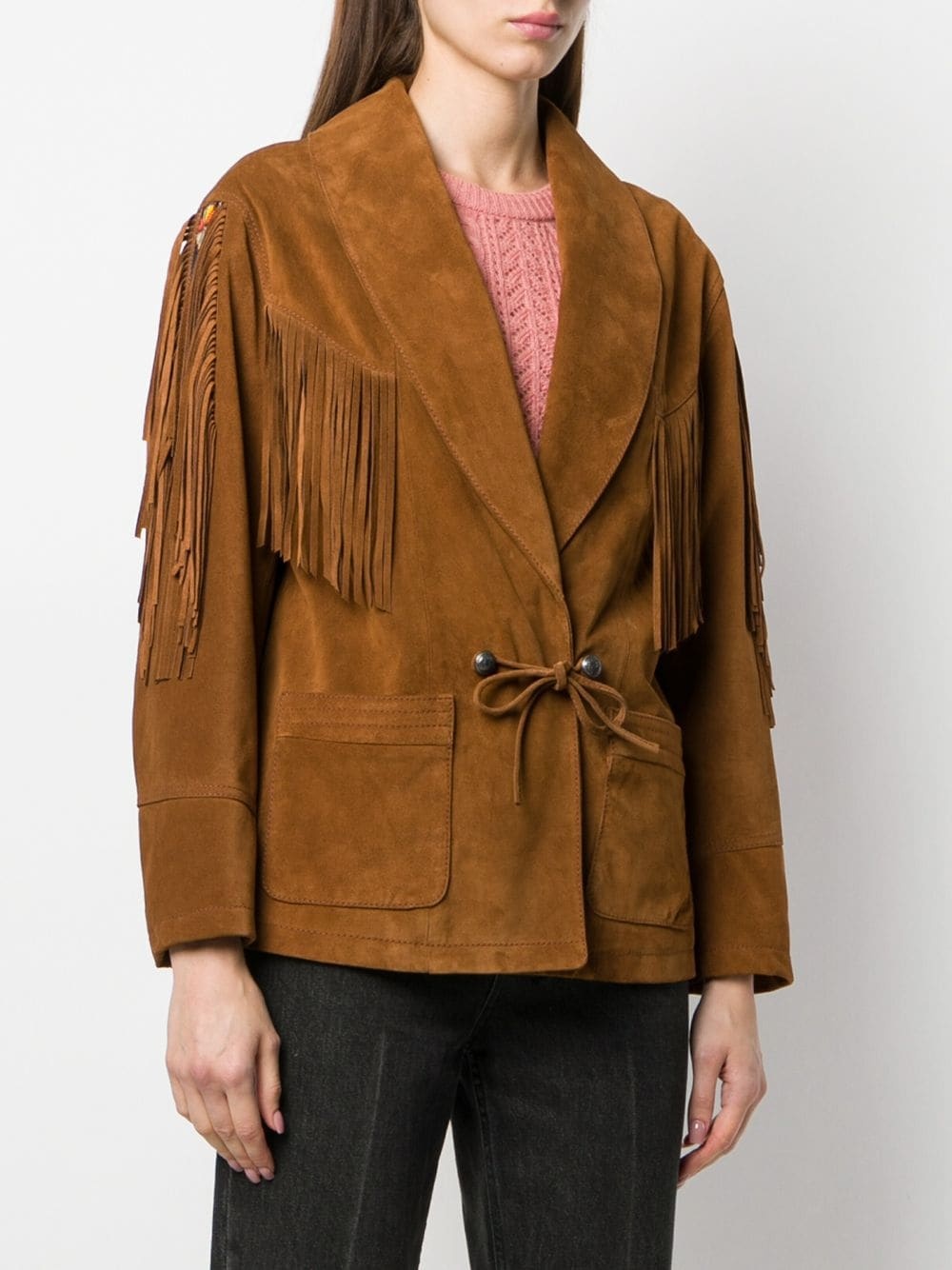 fringed band detail jacket - 3