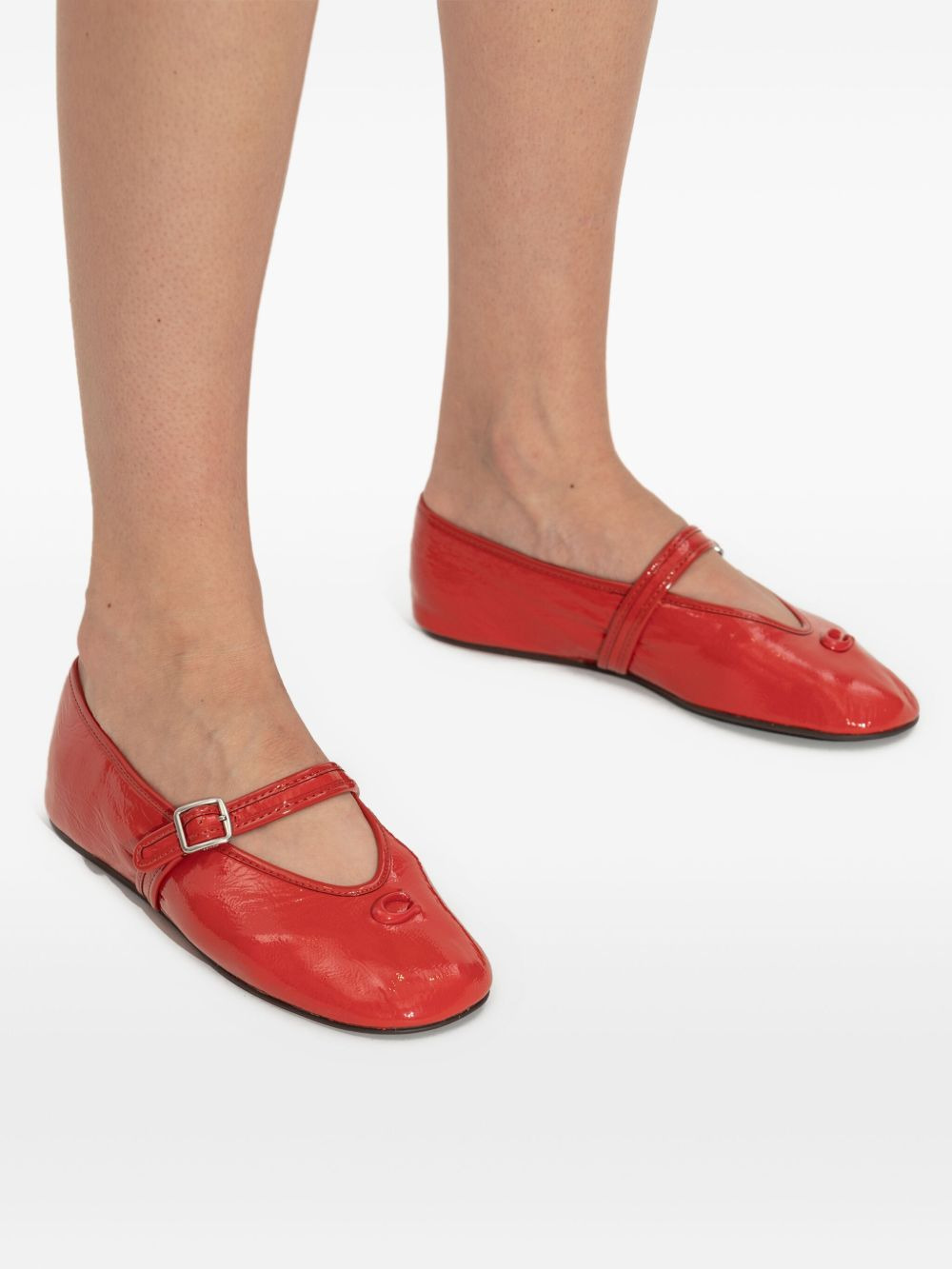 buckle-strap patent leather ballet flats - 6