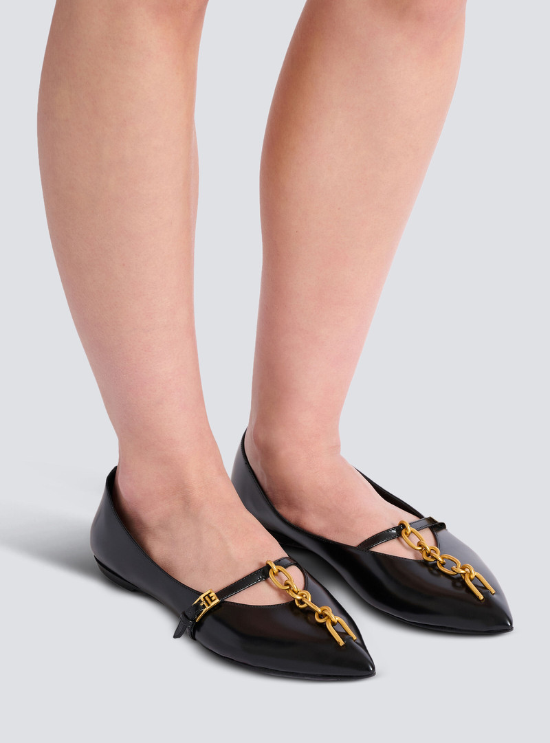Balmain Shiny lambskin Sync ballet flats outlook