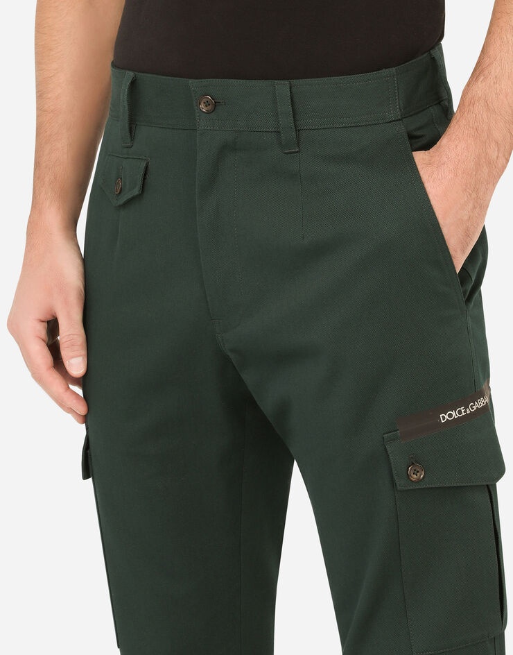 Stretch cotton cargo pants with patch embellishment - 4