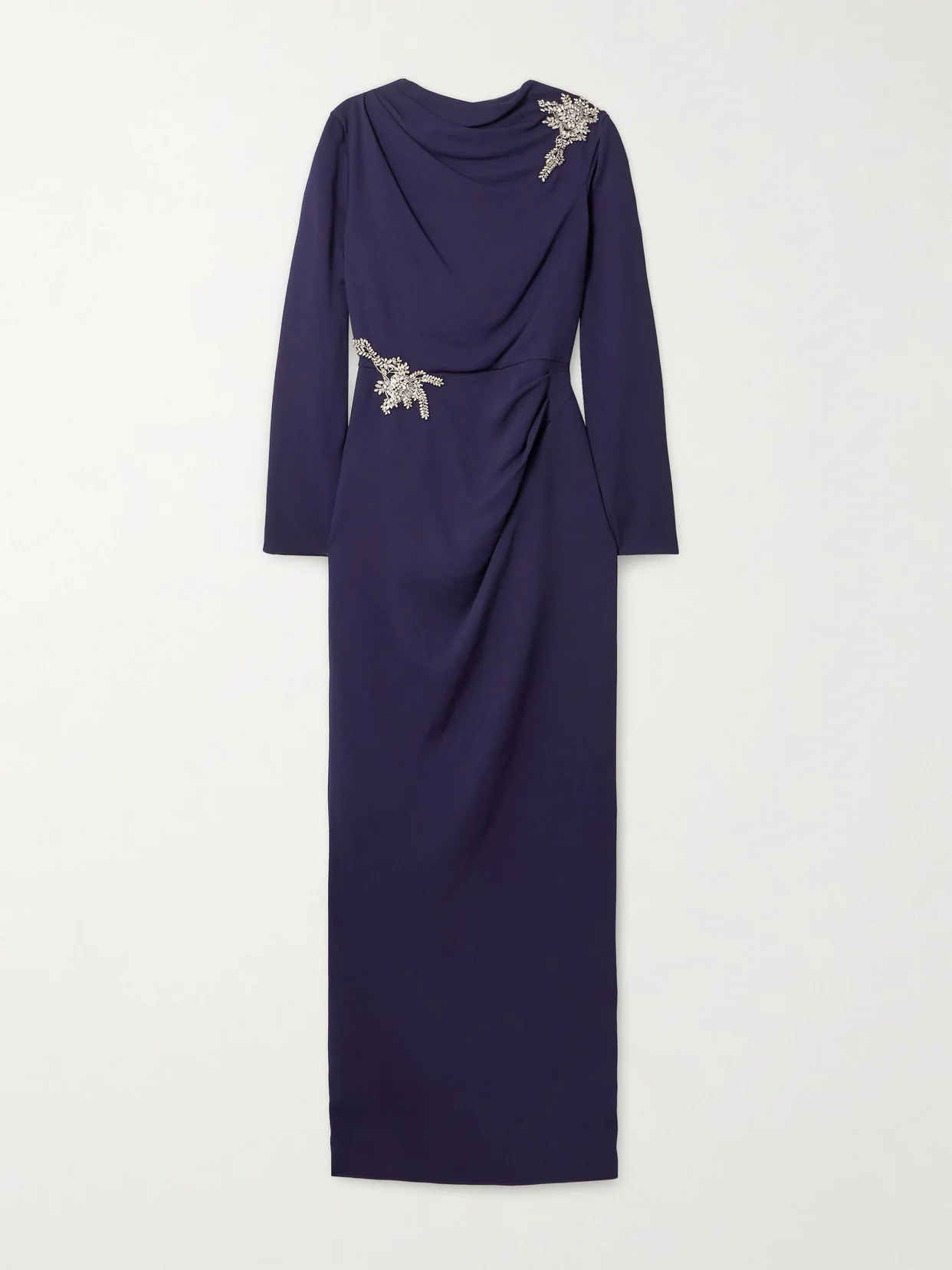 Draped Embellished Appliquéd Crepe Gown - 1