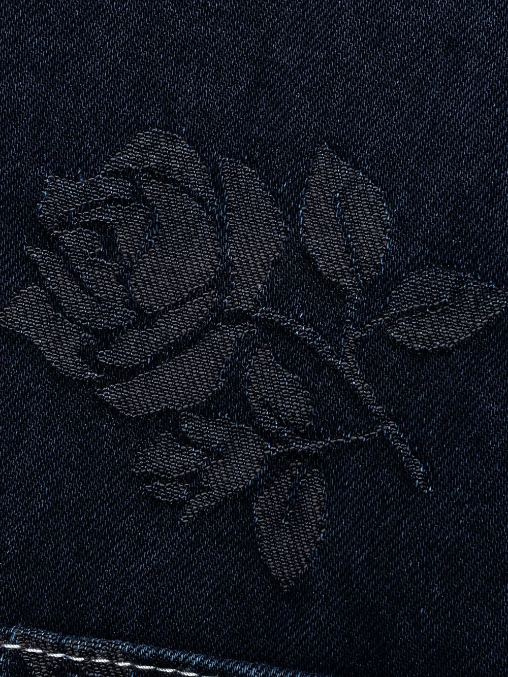 rose-embroidered denim jacket - 3
