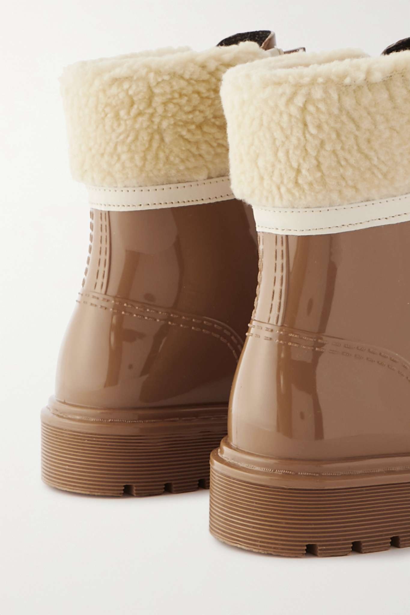 Florrie shearling-trimmed glossed-rubber rain boots - 4