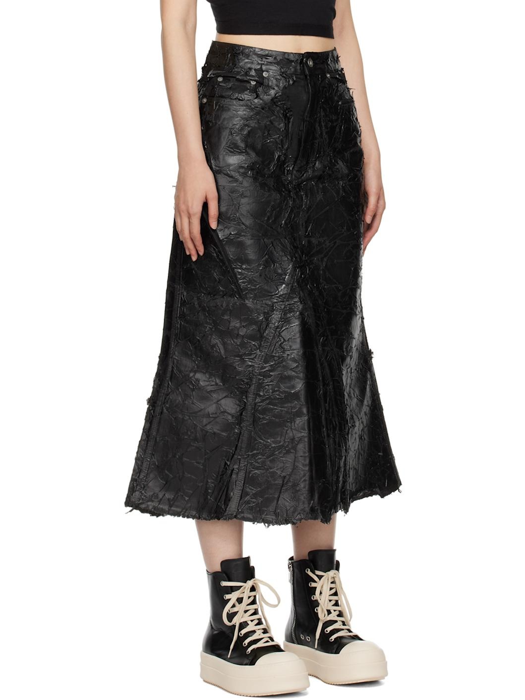 Black Porterville Godet Denim Midi Skirt - 2