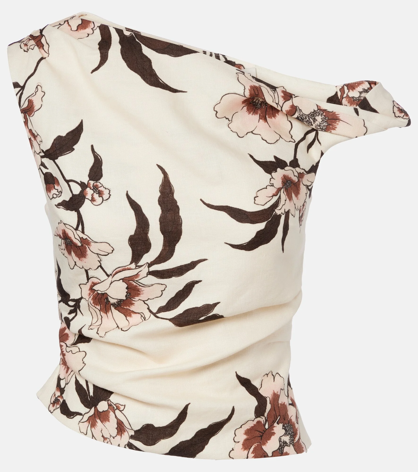 Floral asymmetric linen top - 1