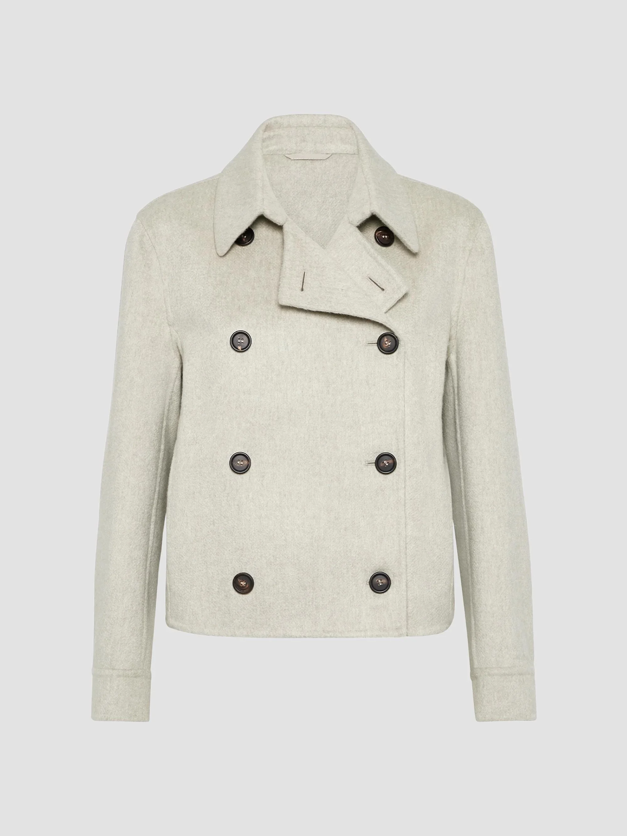 Women's Hand-Crafted Cropped Pea Coat - Grey - 1