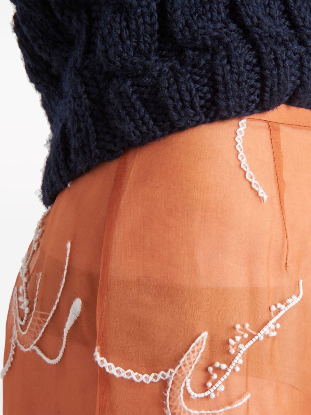 embroidered organza midi skirt - 5