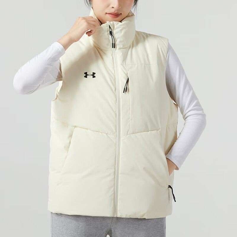 Under Armour Under Armour Solid Color Stand-Up Collar Sports Down Vest 'White Black' 23600803-101 outlook
