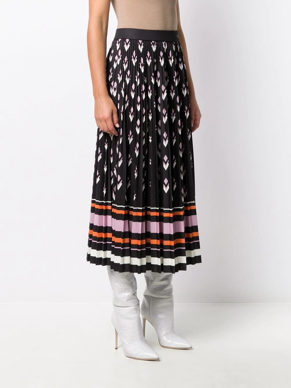 pleated multi-print skirt - 3