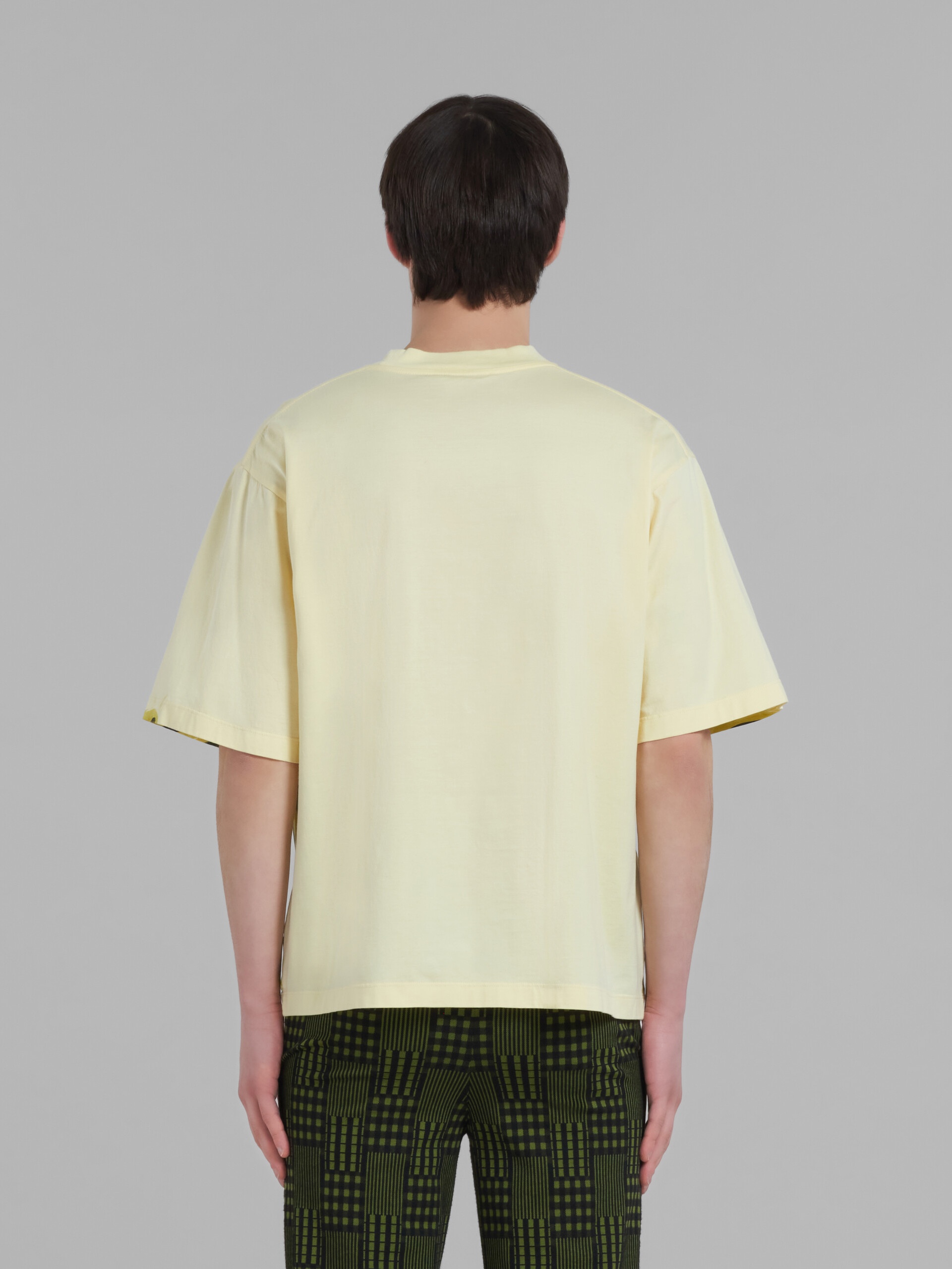 YELLOW BIO COTTON T-SHIRT WITH LOGO STRIPES - 3