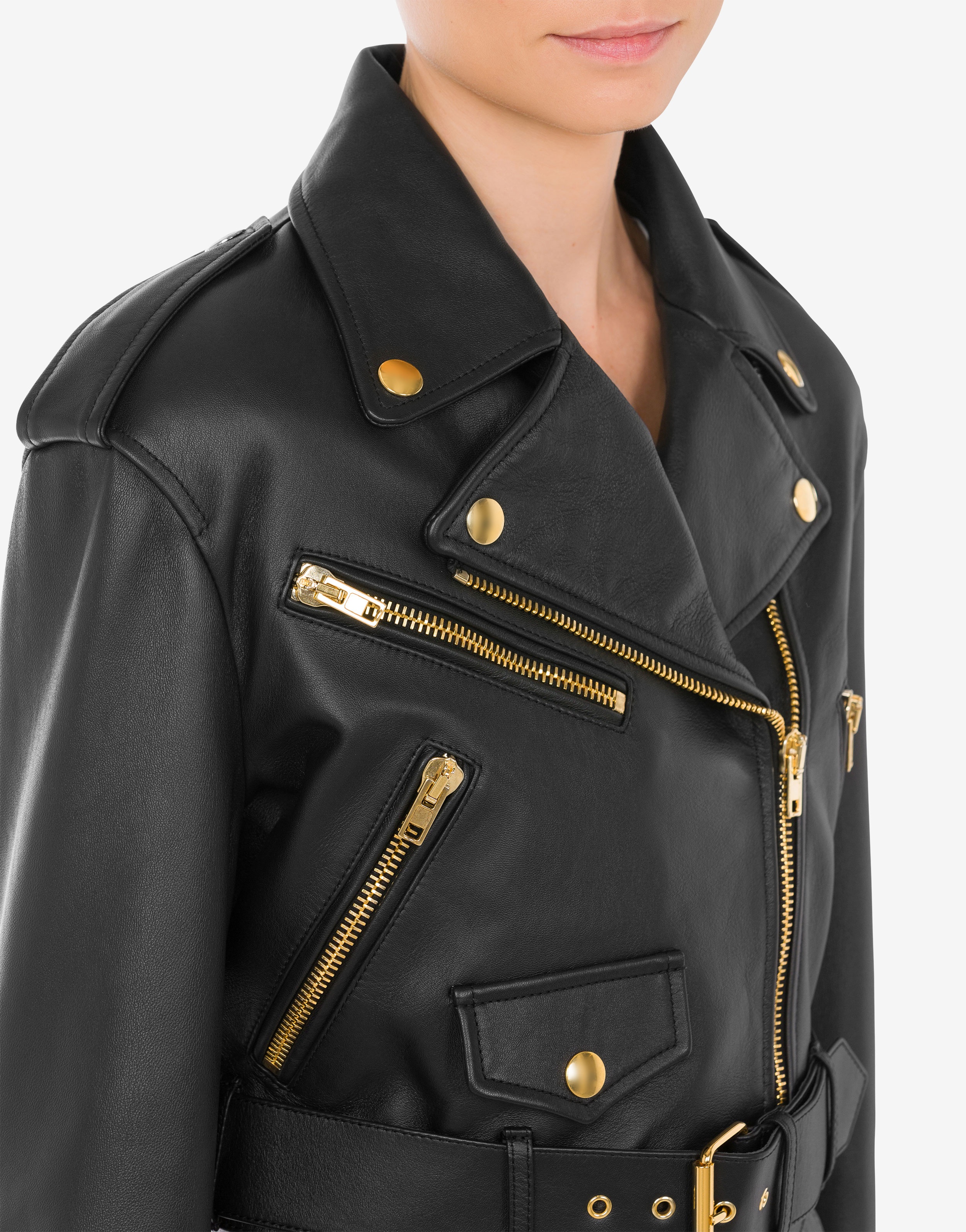 IN LOVE WE TRUST NAPPA LEATHER BIKER JACKET - 4