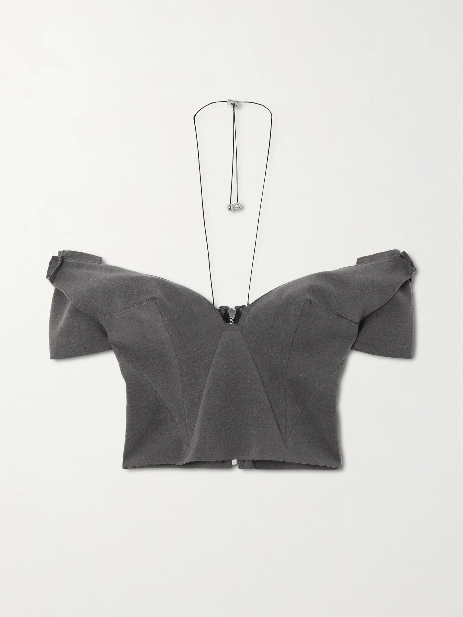 Alasia cropped off-the-shoulder felt top Gray - 1