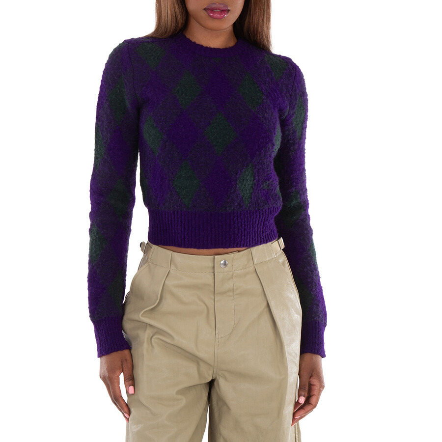 Burberry Argyle-Knit Long Sleeve Cropped Jumper - 3