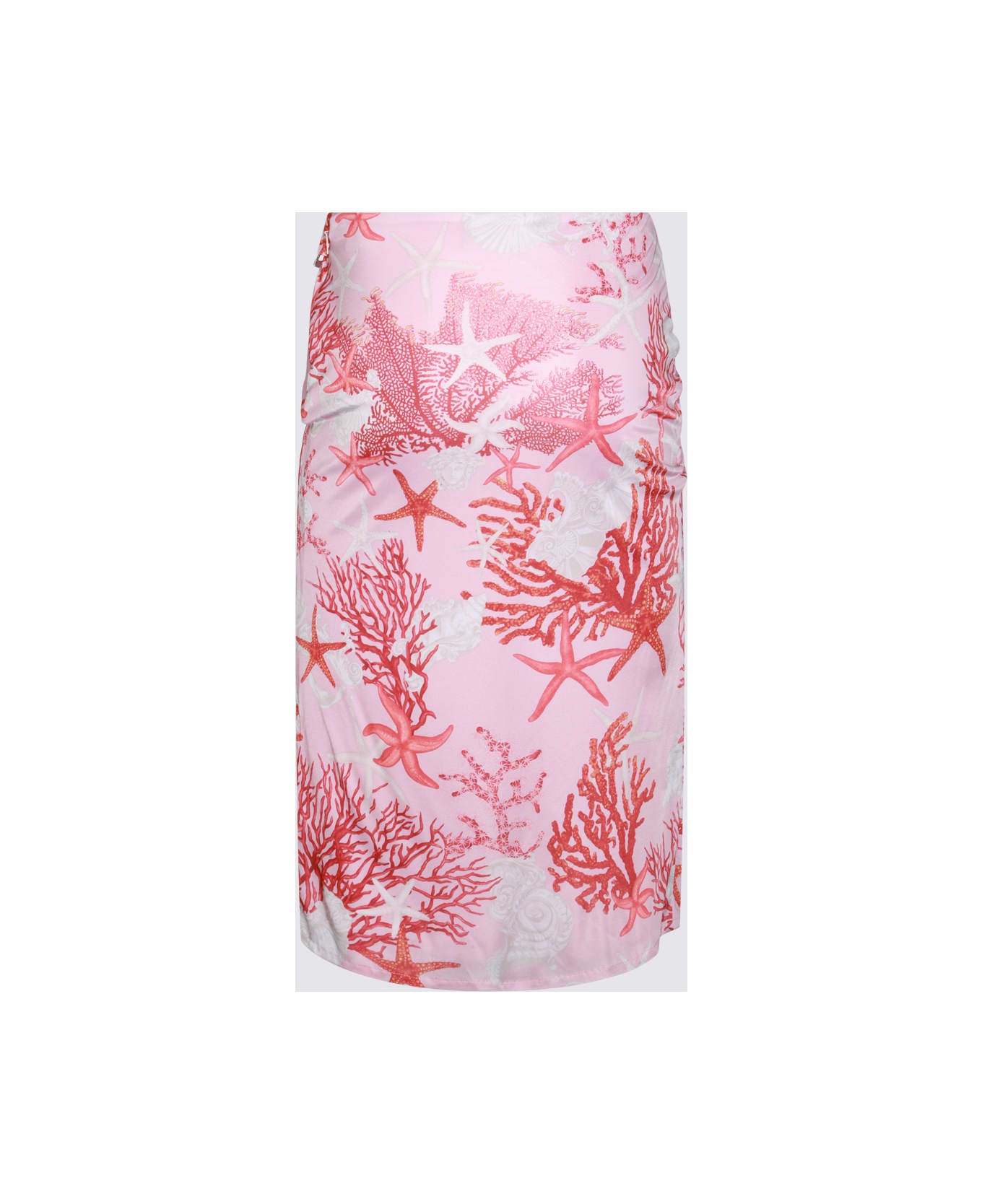 Pink And Whte Viscose Skirt - 2