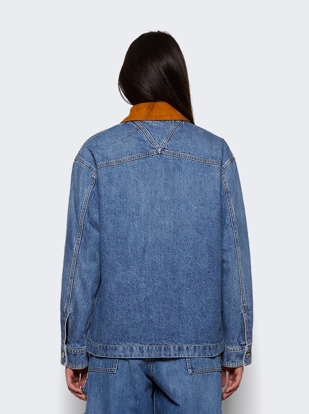 Padded Denim Jacket Mid Blue - 4