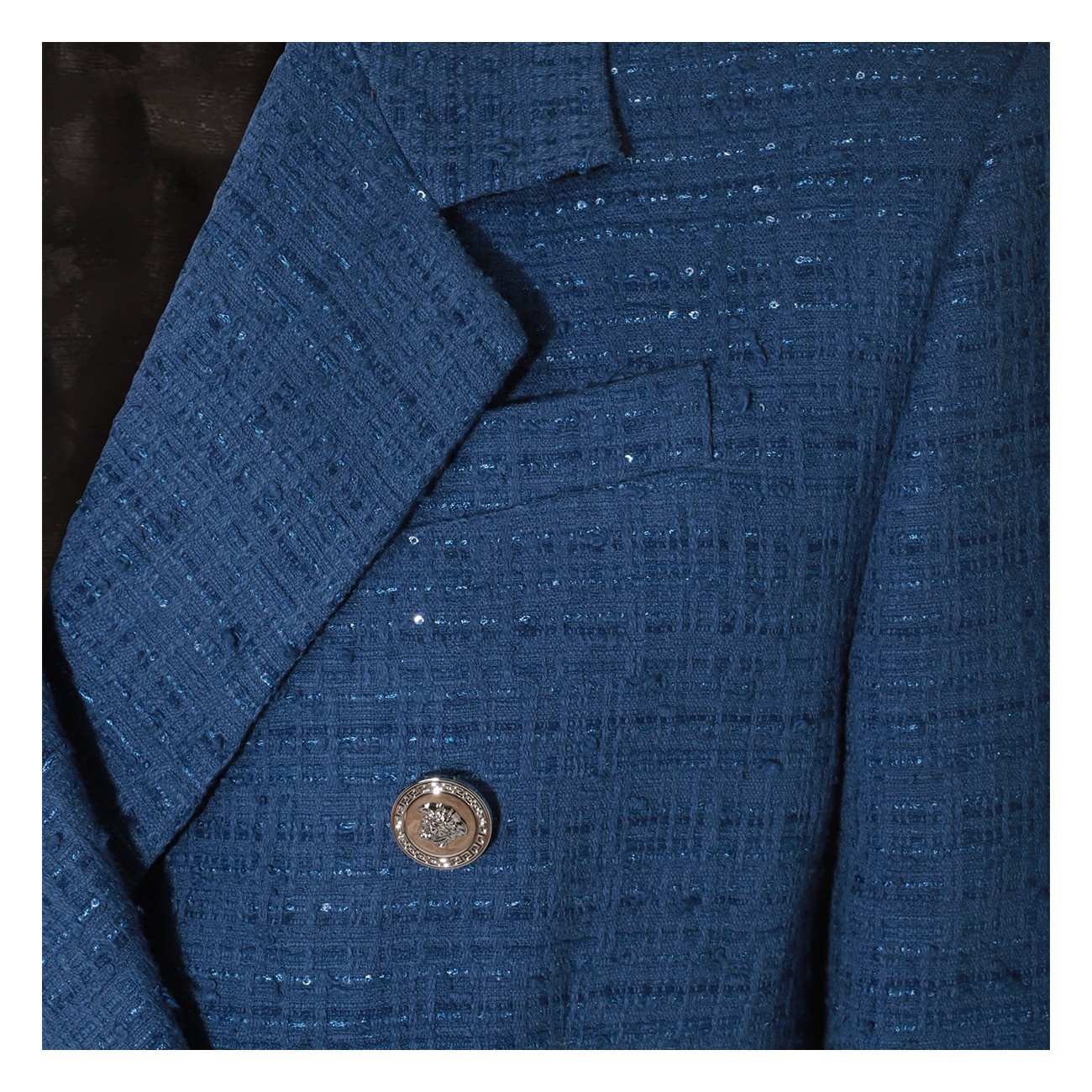 cobalt blue cotton blend blazer - 3