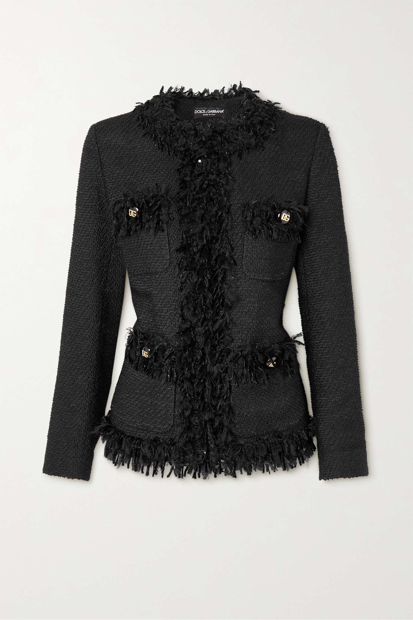 Fringed bouclé-tweed jacket - 1