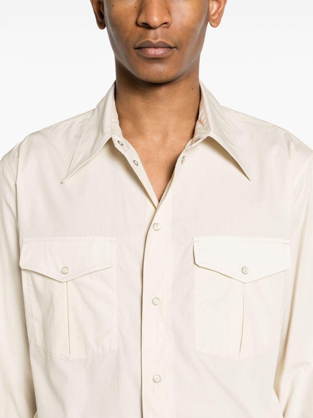 straight-collar cotton shirt - 5
