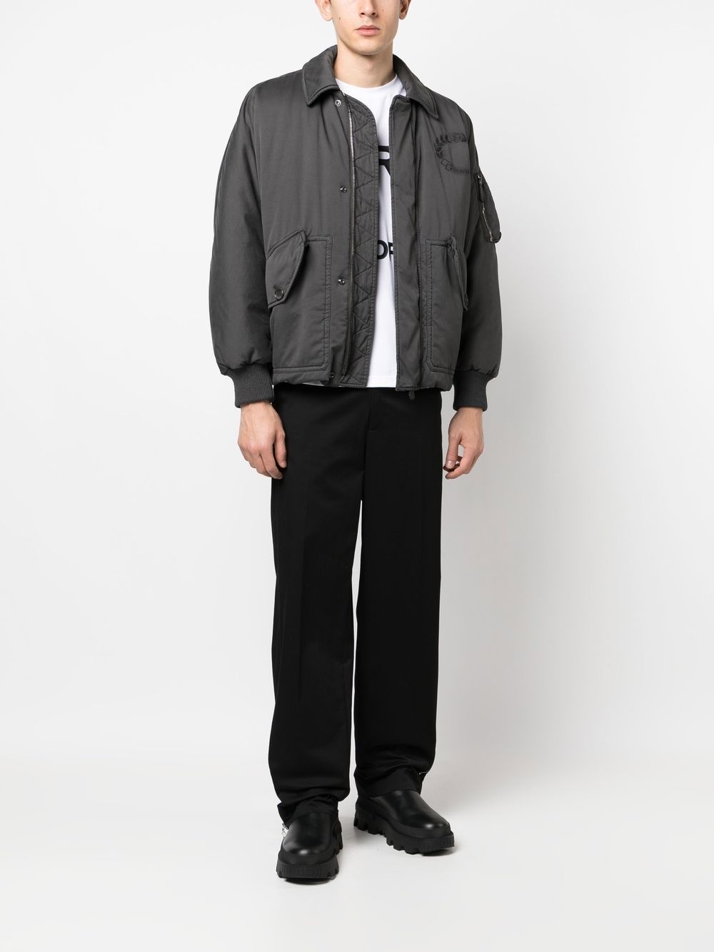 embroidered-logo bomber jacket - 2