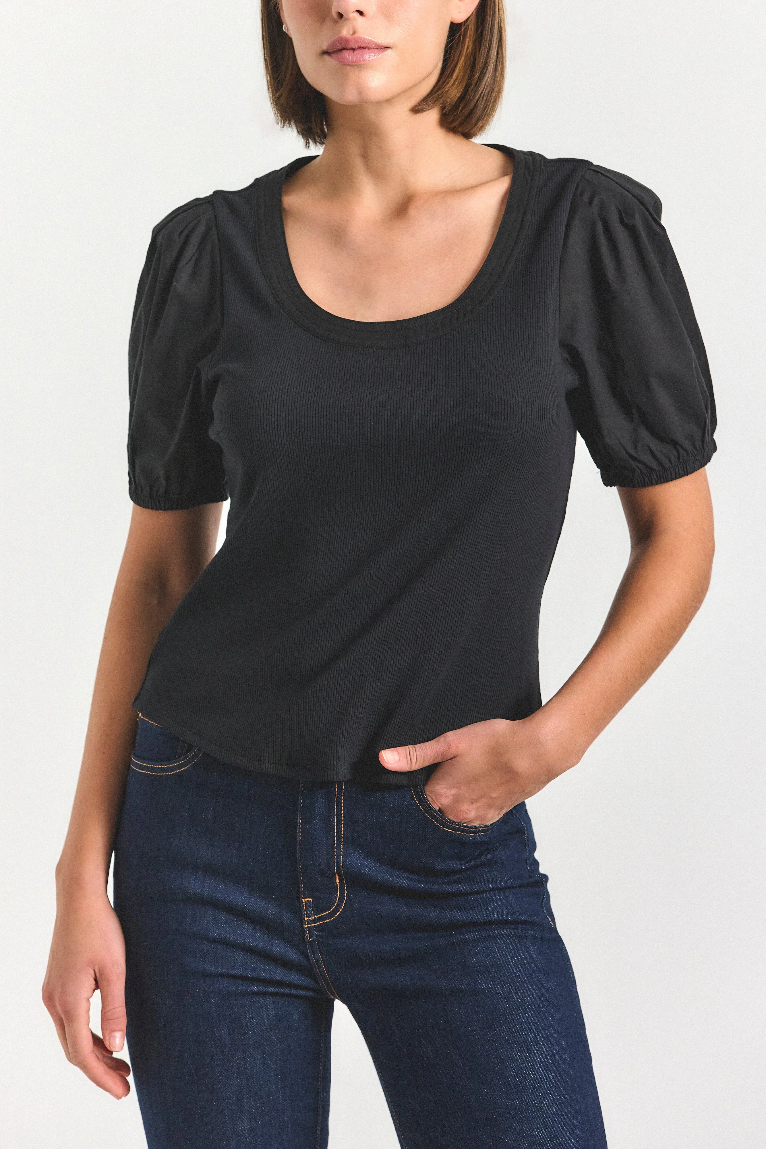 WILLA BALLOON SLEEVE SCOOP TOP - 1