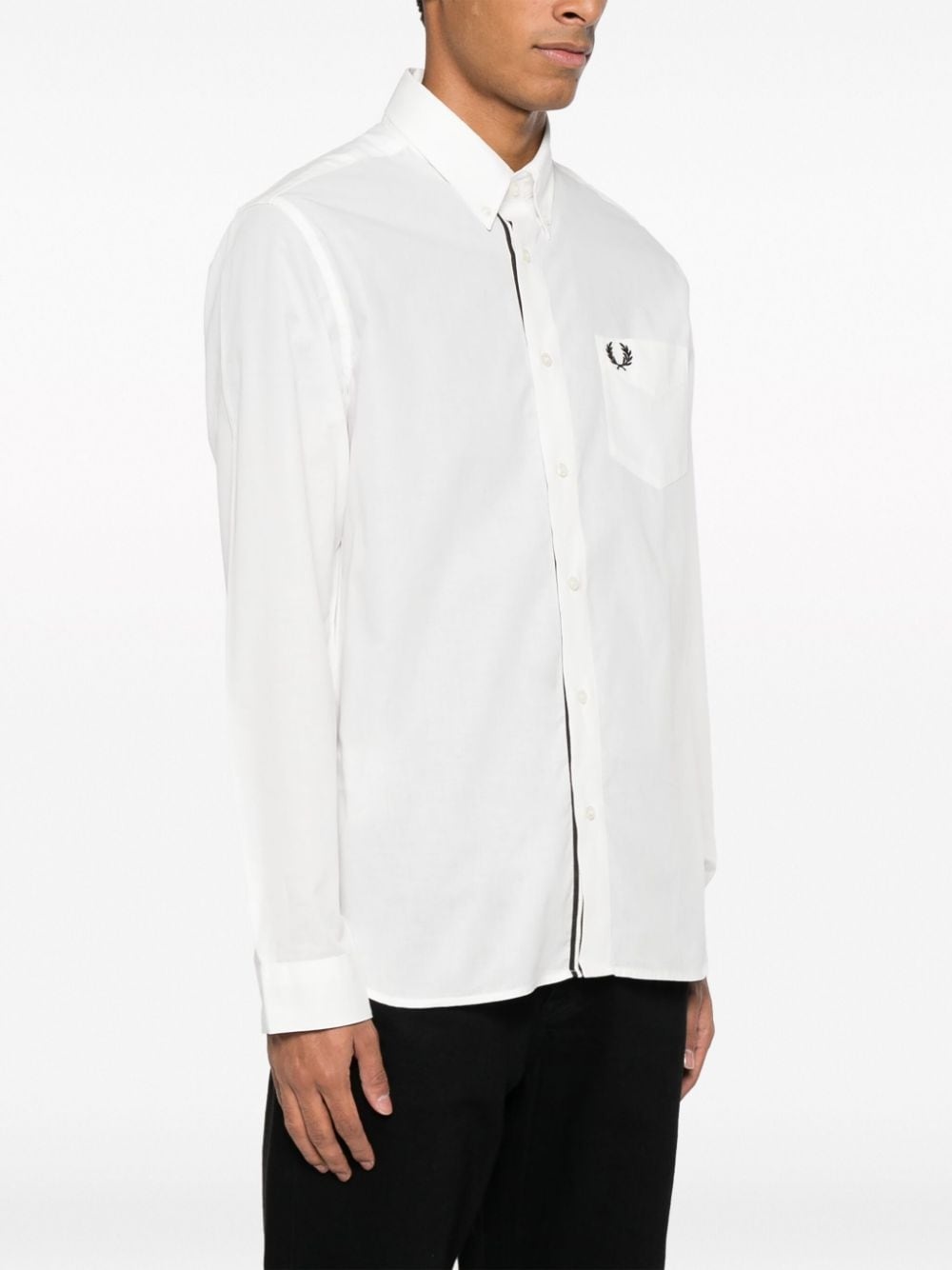 logo-embroidered cotton shirt - 3