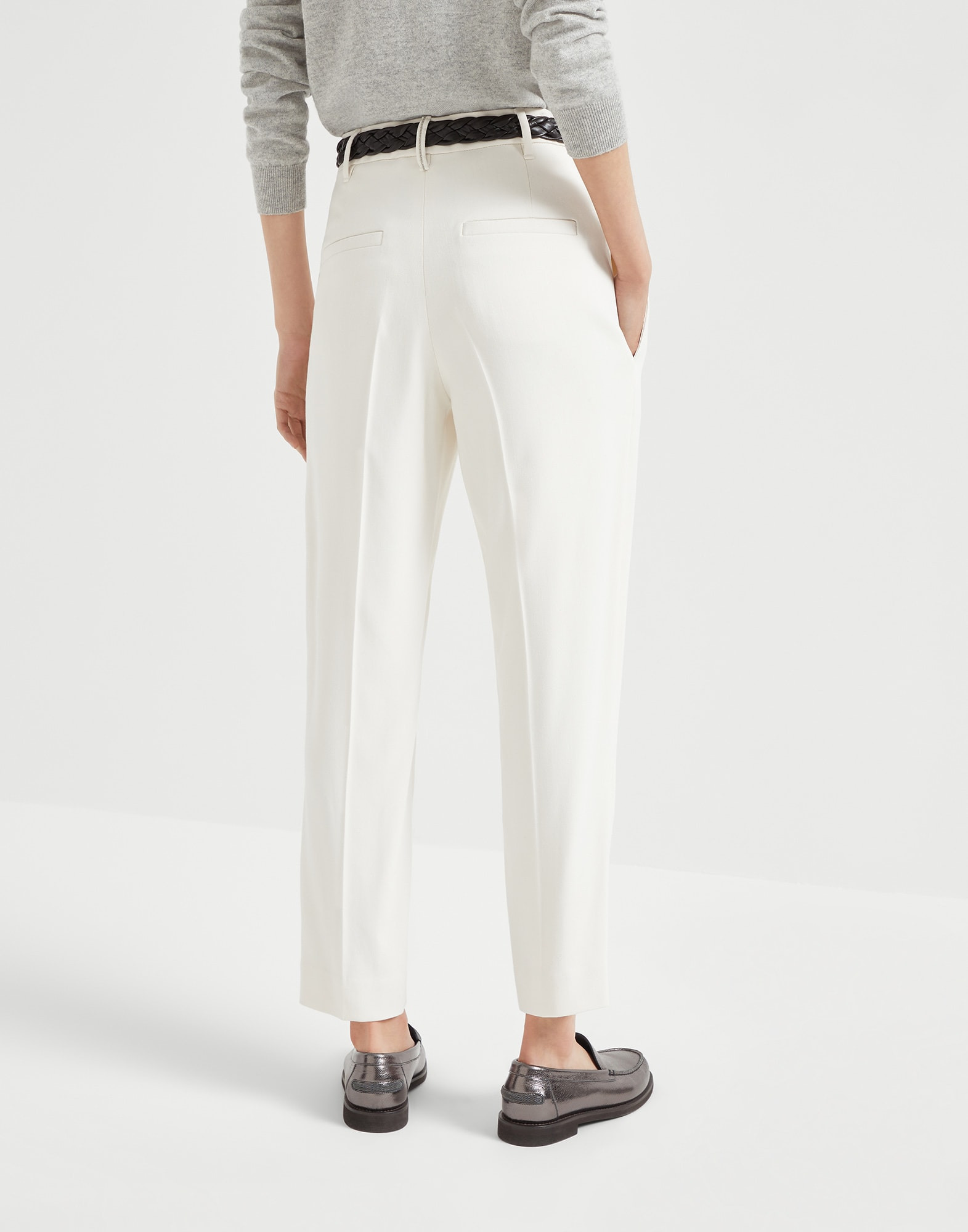 Comfort viscose couture twill slouchy trousers with monili - 2