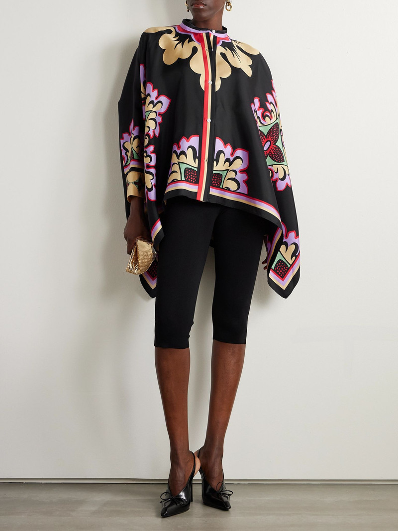 La DoubleJ Printed silk-twill shirt Black outlook