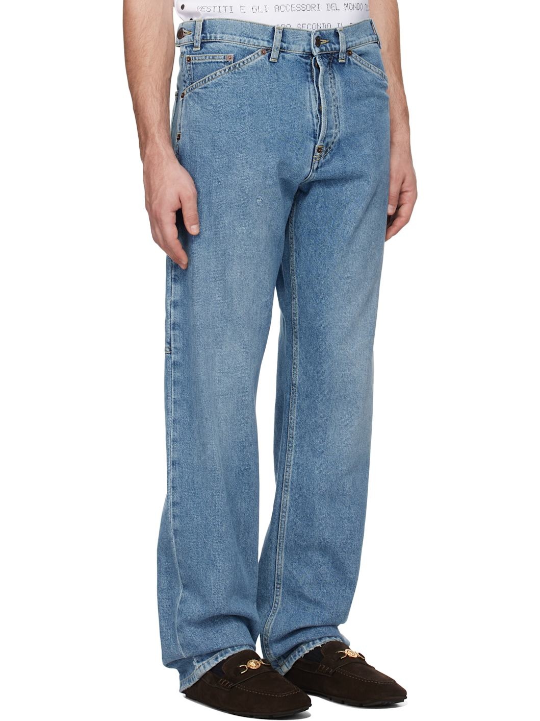 Blue Laurel Crown Emblem Jeans - 2