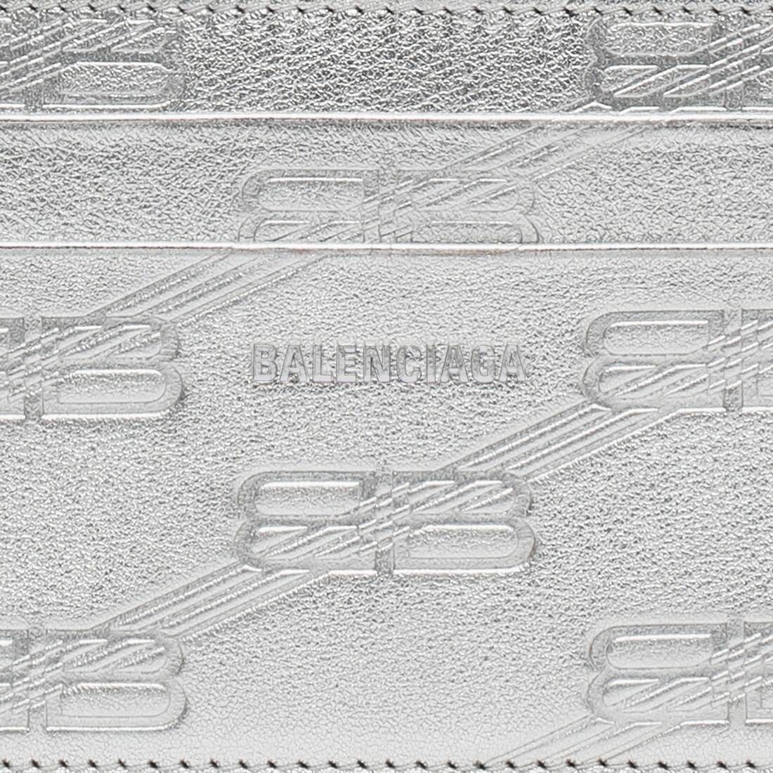 Men's Embossed Monogram Card Case In Box  in Silver - 3
