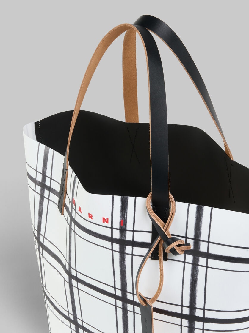 WHITE AND BLACK CHECKED TRIBECA SHOPPER - 4
