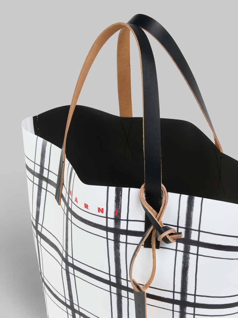 WHITE AND BLACK CHECKED TRIBECA SHOPPER 4