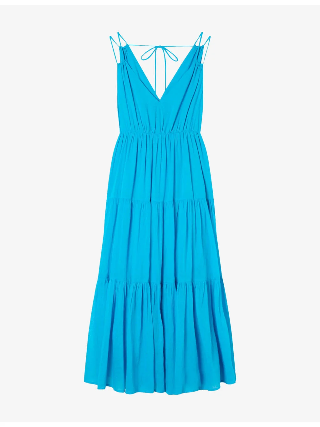 V-Neck Sleeveless Cotton Maxi Dress - 1