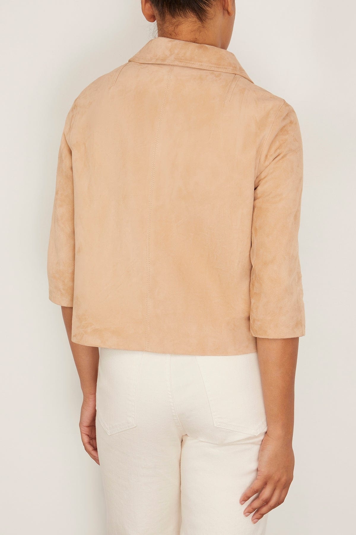 Suede Boxy Jacket in Pale Peach - 4