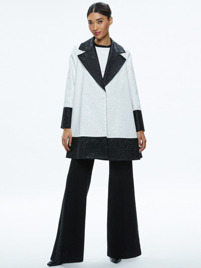 Alice + Olivia PAOLA SWING COAT WITH BORDER DETAIL outlook