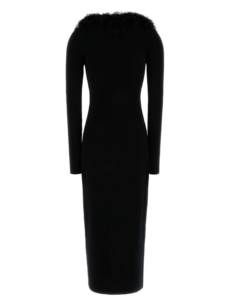 Blumarine feather-trimmed wool coat outlook