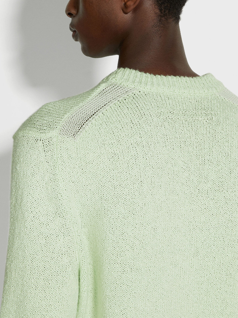 ZEGNA LIGHT AQUA GREEN COTTON AND SILK CREWNECK outlook
