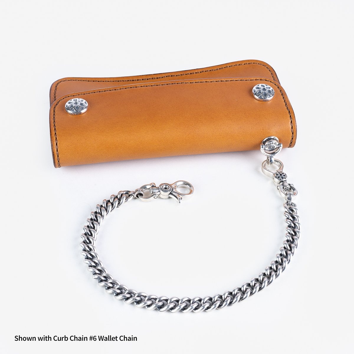 LE-ANSW-BR GOOD ART HLYWD Army/Navy Surplus Wallet w/ Sterling Silver Rosette Snaps and Rosette Prin - 11