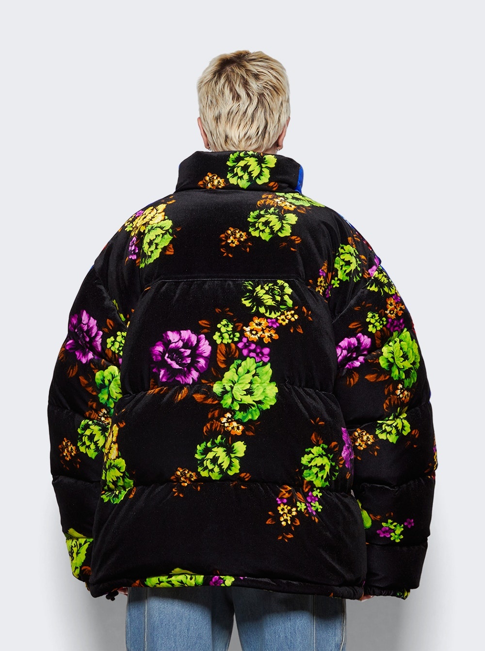 Velvet Puffer Jacket Floral - 5