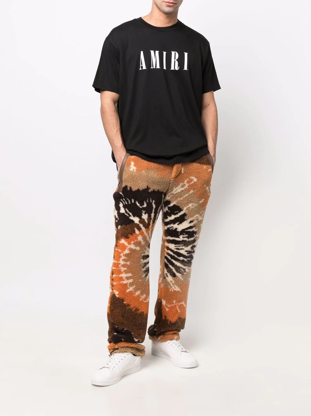 tie-dye faux shearling trousers - 2